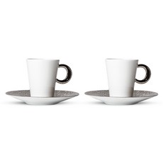 Bernardaud Ecume 鉑金濃縮咖啡杯 60ml 4.5 x 4.5 x 6 cm + 杯盤 10 x 10 x 1.5 cm 套組, 2套, 混色