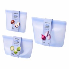 락앤락 실리콘 지퍼백 3종 세트 블루, 1개, 700ml + 1L + 2L