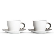 Bernardaud Ecume 鉑金茶杯 170ml + 杯盤組, 2套, 混合色