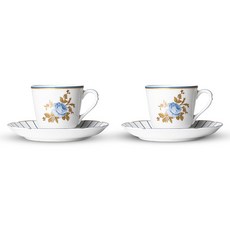 Bernardaud Brocante 義式濃縮咖啡杯 100ml 6.5 x 6.5 x 8 cm + 咖啡杯碟 12 x 12 x 1.5 cm 套組, 2套, 混色