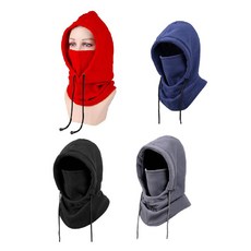 YOUNGGREEN 防寒連帽圍脖一體式巴拉克拉法帽4件組, 1套, 灰色, 紅色, 海軍藍, 黑色