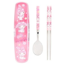 LiLFANT 幼兒用My Melody多合一輕量真空不鏽鋼筷子湯匙盒組, 1套, 混色, 1匙+1筷子+1盒