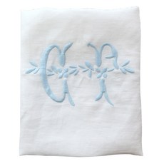 MaMaison Bistro 亞麻廚房巾 50 x 70 cm KTMJ1, 白色 + 天空藍(KTMJ1-WHBLUE), 1個