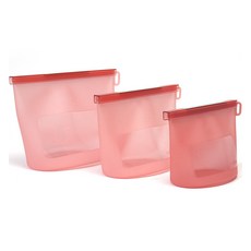 Platinum矽膠保鮮袋 S+M+L組 珊瑚色, 混合, 1組