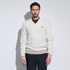 GARMENT GOLF 男士羊毛麻花V領套頭針織衫