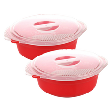 EASY&FREE 微波爐泡麵蒸煮容器 1000ml 210 x 70 mm, 紅色, 2個