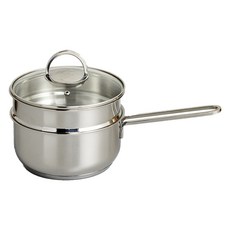 Modern House 電磁爐適用 耐用三層底不鏽鋼單柄雙層蒸鍋多功能鍋具組, 1套, 18cm