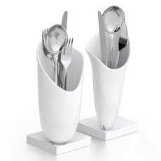 MGMC Design Fludic 可瀝水餐具筒 2件組, 1套, 白色