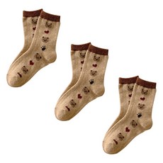 소니오 여성용 코튼 베어 패션 양말 3켤레 세트