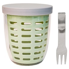 인블룸 샐러드 후르츠팟 1단 도시락 + 포크 세트, 노르딕세이지그린, 1개