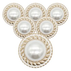 ButtonKing 太陽珍珠環氧樹脂1號鈕扣 23mm, 6個, 白金色