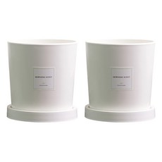 Morningscent 輕巧堅固的室內裝飾換盆塑膠圓形花盆 + 托盤組合, 白色, 2套