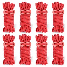 Breeze Moon 露營營繩 天幕 帳篷繩索 + 繩扣 8件組, 紅色(繩索)