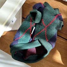 Jubico 狗狗加厚菱格紋背心, 綠色, 1個