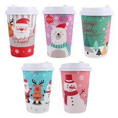 聖誕節外帶杯 380ml x 100入 + 杯蓋 100入 套組 隨機出貨, 1套