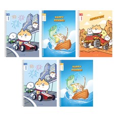 모닝글로리 채움 초등 스프링 알림장 노트 넓은칸 3종 + 랜덤발송 2p 세트 A, 댕댕이레이싱 + 대어 + 댕댕이어드벤처, 1세트