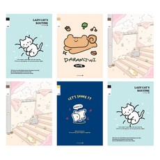 morning glory Chaeum筆記本 小學3-6年級 無主題 B2 6入 混合組, 1套, 躺躺貓 + 松鼠 + 鄰家貓 + 搖搖熊 + 隨機出貨