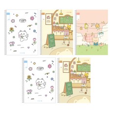 morning glory 填充筆記本小學春季筆記本 3-6無題 21行 3種+隨機出貨 2入組 B, 1組, 花貓,甜點貓,洗衣