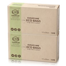 슈가랩 사탕수수 에코백 17cm x 25cm, 소(S), 100개입, 2개