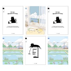 모닝글로리 채움노트 초등 3-6 무제 25줄 4종 + 랜덤발송 2p 세트 B1, 냥아치 컵, 냥 낚시, 논밭풍경, 낮잠 고양, 1세트