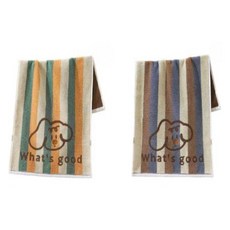 원이네 왓츠굿 세면타월 2종 세트 110g 면사, 그린 + 오렌지, 블루 + 브라운, 1세트