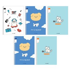 morning glory 填充筆記本 國小線圈筆記本 3-6 無主題 21行 3款 + 隨機出貨 2入 A組, 1套, 搖滾巨星貓 + 飛吧狗狗 + 可愛狗狗