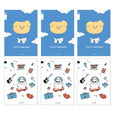 morning glory Chaeum Note 國小3-6年級 無標題 21行 2款 x 3入 A套組, 1套, 飛天狗狗 + 搖滾巨星貓