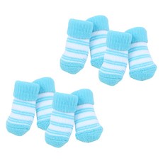 퍼피아 강아지 줄무늬 미끄럼방지 양말 세트, 스카이블루, 2세트