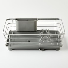 Modern House 雙層塗層鋼絲寬版碗盤瀝水架, 灰色, 1個
