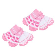 퍼피아 아가일 강아지 미끄럼방지 양말 4p, 핑크, 2개