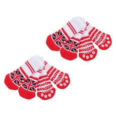 퍼피아 강아지 영국국기 미끄럼방지 양말 세트, 레드, 2세트