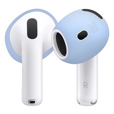 SPACE SHIELD 適用於AirPods 4 防丟標準防滑矽膠耳塞套 左右耳一組, 1套, 單一商品, 天空藍