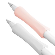 스페이스쉴드 애플 펜슬 호환 모션 논슬립 충전 인식 실리콘 펜슬 그립 홀더 2종 세트, 소프트핑크 + 화이트, 1세트