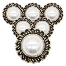 ButtonKing 向日葵珍珠環氧樹脂鈕扣 23mm, 6個, 黑色 G