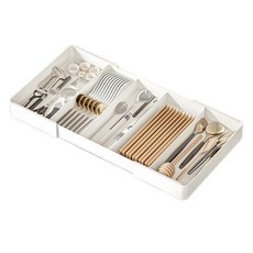 Celliving 可伸縮模組型餐具整理盒 27 x 4.3 x 27~51cm, 1個, 白色