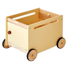 kienvy 原木移動式玩具收納箱, 黃色