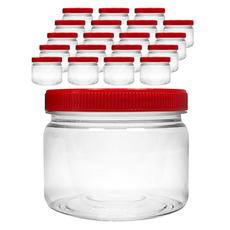 PET材質塑膠罐+紅色上蓋組 300g, 20組, 塑膠罐+蓋子