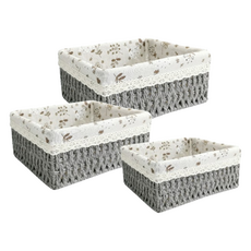 Redielo 藤編收納盒3件組, 1套, 灰色