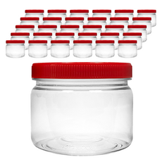 PET材質塑膠罐+紅色上蓋組 300g, 40組, 塑膠罐+蓋子