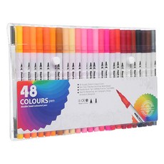 DADA 雙頭水溶性水彩顏色軟毛書法筆 48色套組, 1套, 混合顏色