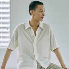 Kinloch 男士半袖華夫格領開襟衫