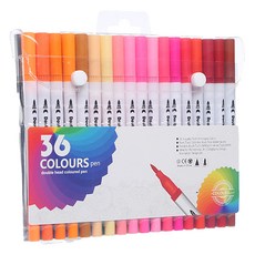 DADA 雙頭水溶性水彩軟毛筆 書法筆 36色套組, 1套, 混合色