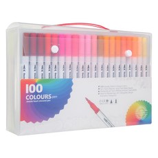 DADA 雙頭水溶性水彩軟毛書法筆 100色套組, 1套, 混合顏色