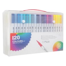 DADA 雙頭水溶性水彩毛筆 書法筆 120色組, 1套, 混合色