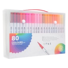 DADA 雙頭水溶性水彩彩色軟毛筆書法筆80色套組, 1套, 混合顏色