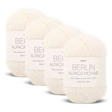 Knitt 柏林羊駝毛馬海毛編織線 50g, 58 象牙白, 4個