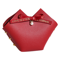 微笑情人節包裝 愛心人造皮革情人節巧克力袋, 紅色, 10個