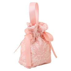 微笑情人節包裝帆布手提緞帶情人節禮物袋, 10個, 款式1 粉色