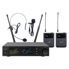 웨이브 2채널 핀마이크 + 헤드셋 무선마이크 세트 렉타입 900Mhz, 혼합색상, WER-902TS