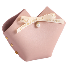 微笑情人節包裝 愛心人造皮革情人節巧克力袋, 粉紅色, 10個